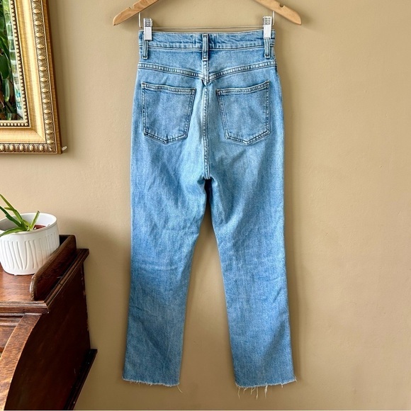 AGOLDE Pinch Waist Straight Jeans High Rise Cut Off Raw Hem Light Divide Wash 24 - Picture 5 of 16